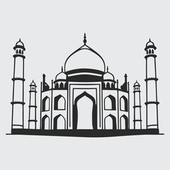 Taj-mahal line art image vector and illustration