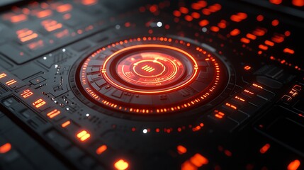 Futuristic Red Interface Digital Control Panel ui 3d hud neon dark    