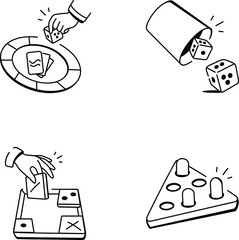 Bundle of Strategy Game Doodle Icons
