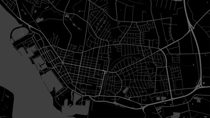 Map of Esbjerg, Denmark. Black and white city map, metropolitan area.