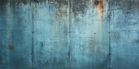 Obraz premium Blue grunge concrete wall texture with subtle orange rust accents positioned centrally creating a gritty urban backdrop for design projects