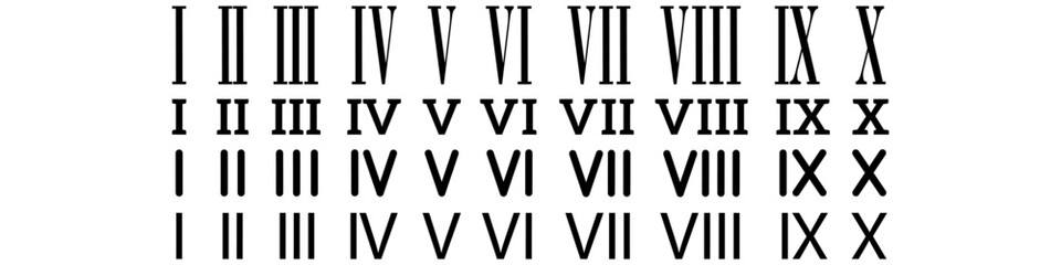 Roman numerals icon vector set. Dial illustration sign collection. Numbers symbol or logo.