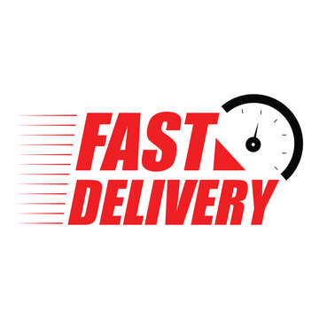 Fast delivery icon with a watch or time icon. Fast delivery, express and urgent shipping, services, chronometer sign. Fast delivery logo