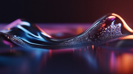 Abstract Liquid Landscape: Neon Hues and Reflective Surface