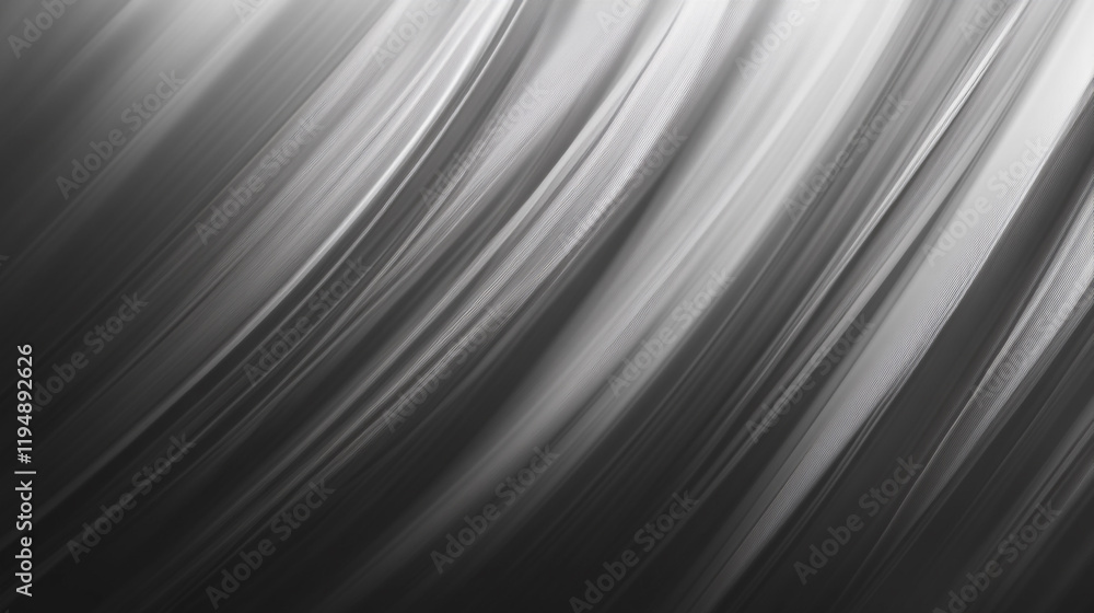 Poster dynamic abstract design featuring flowing black and white lines in a smooth texture