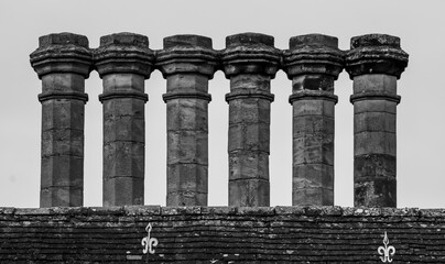 Stacked Chimneys on a rooftop