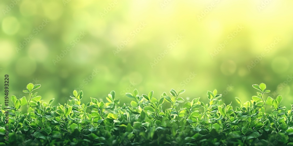 Poster lush green spring grass foreground with blurred soft focus background in various shades of green cre