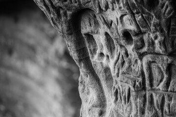 Horror face carved into sandstone