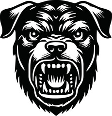 Angry Dog head vector silhouettes illustration design, isolated white background. Logo type, Tee shirt, statue design illustration vector.