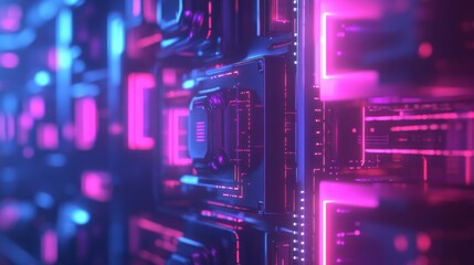 Obraz premium Abstract Digital Network with Glowing Connection Elements