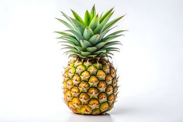 Fototapeta premium Close-up of a ripe pineapple against a white background.