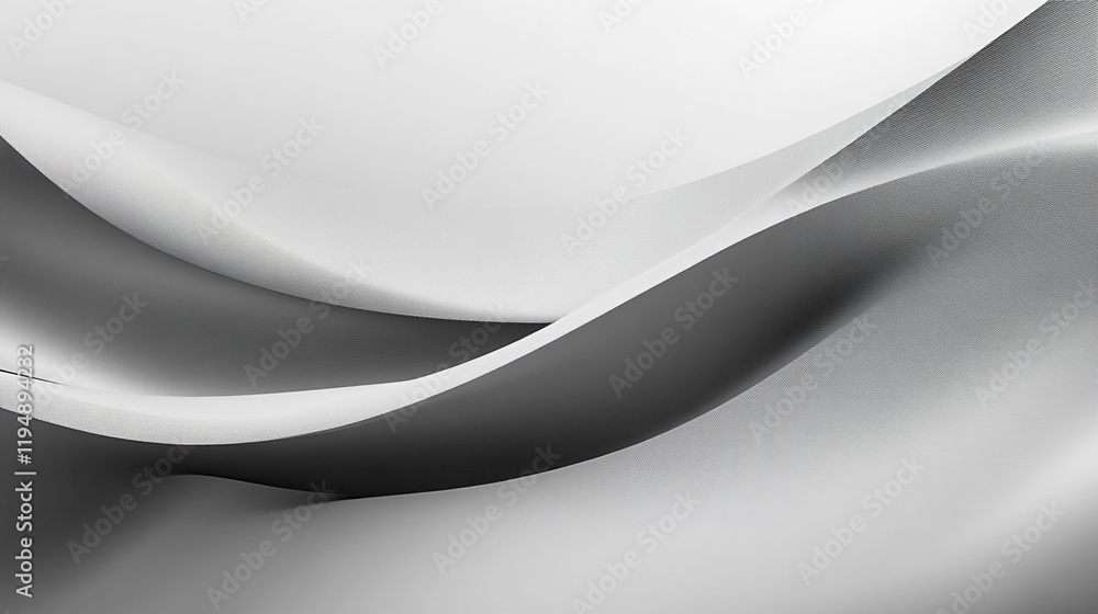Poster flowing curves of gray and white fabric create a harmonious abstract composition