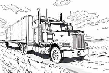 Sketch of truck for colouring learning, version 8