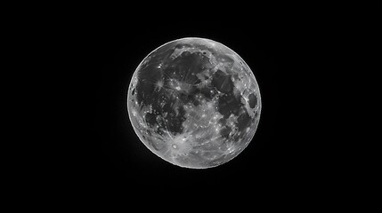 Fototapeta premium Full moon in a dark night sky, showing craters and texture.