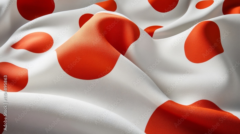 Poster Red Polka Dot Pattern on White Fabric Vibrant and Playful Textile Design Background for Projects