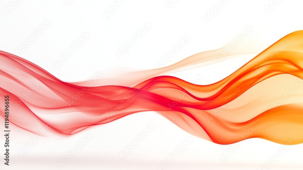 Poster smooth gradient waves of red and orange in minimalist style