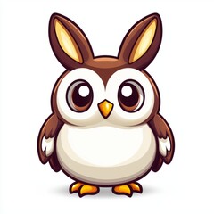 Naklejka premium Adorable Cartoon Owl With Bunny Ears