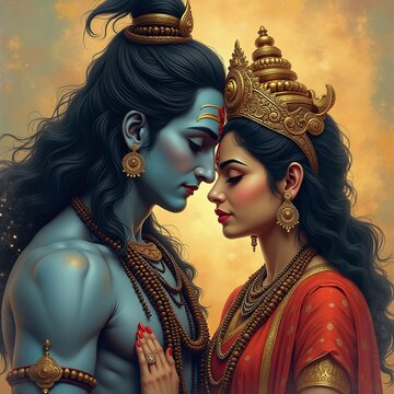 maha shivratri grunge illustration shiva parvati