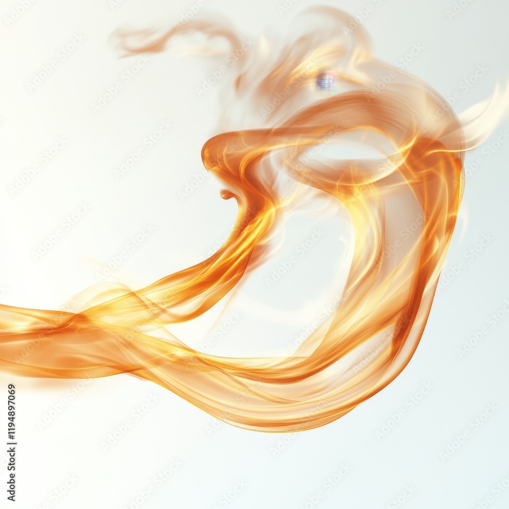 Wall mural glowing swirling fire wave effect in abstract orange design