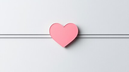 Realistic Pink Heart Shape with Continuous Line Border on Background