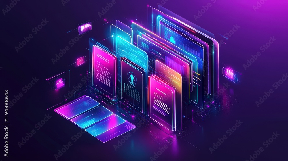Poster concept of using artificial intelligence in future digital interfaces and interactive systems with b
