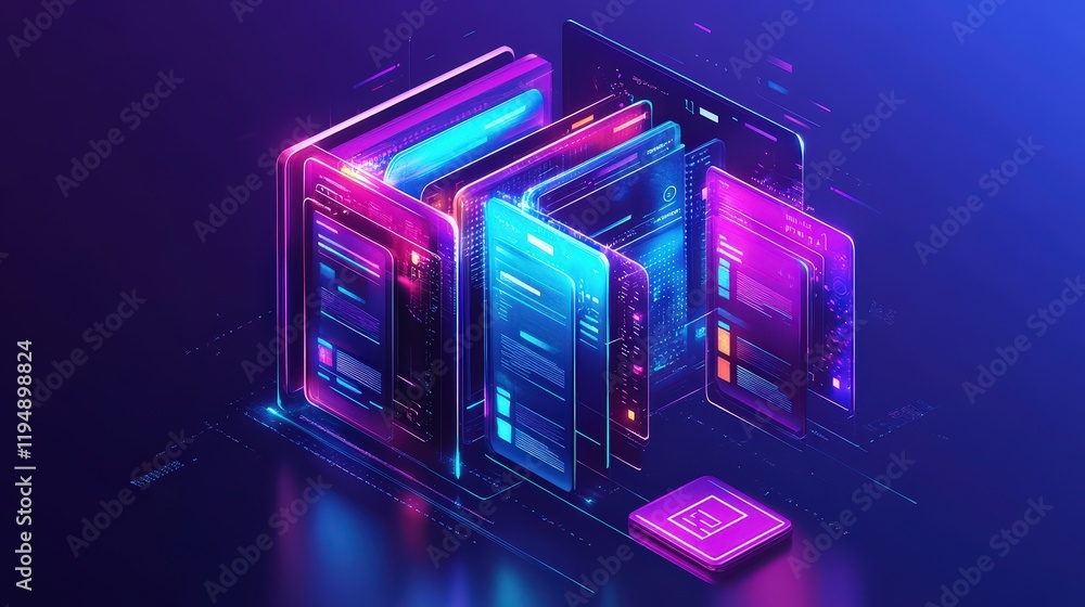 Poster concept of using artificial intelligence for innovative solutions in technology and digital interfac