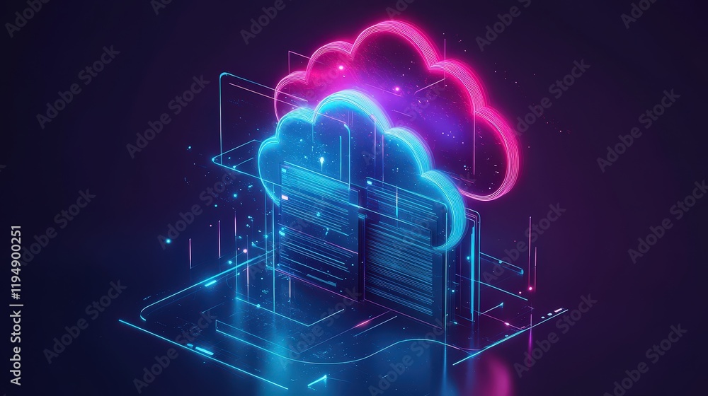 Poster concept of using artificial intelligence in cloud computing for data processing and management in a 