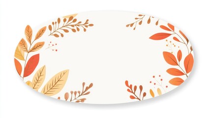 Autumnal oval label with fall leaves