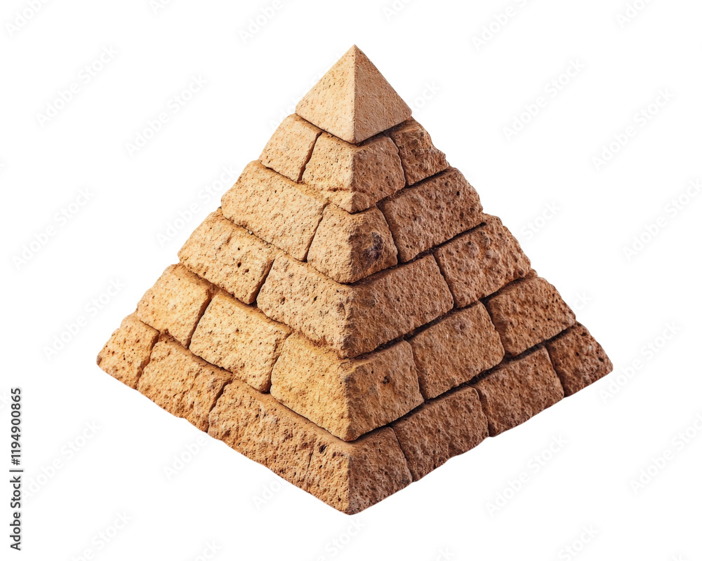 Poster pyramid structure made of stone, showcasing ancient architecture and design. this isolated object hi