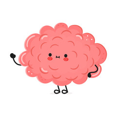 Brain Waving Hand Character. Isolated on white background