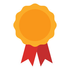 Golden award medal icon on white background