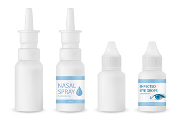 Medicine bottle mockup with precise droppers to ensure accurate dosage for eyes and nose