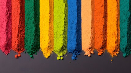 Vibrant Powdered Colors Spilled in Lines on Dark Surface, Perfect for Artistic Projects, Crafts, and Creative Inspirations for Artistic Expressions and Designs