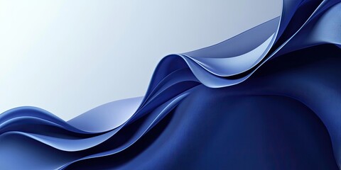 Elegant blue wave design featuring soft flowing layers on the left side, with ample copy space on the right, creating a sophisticated backdrop.