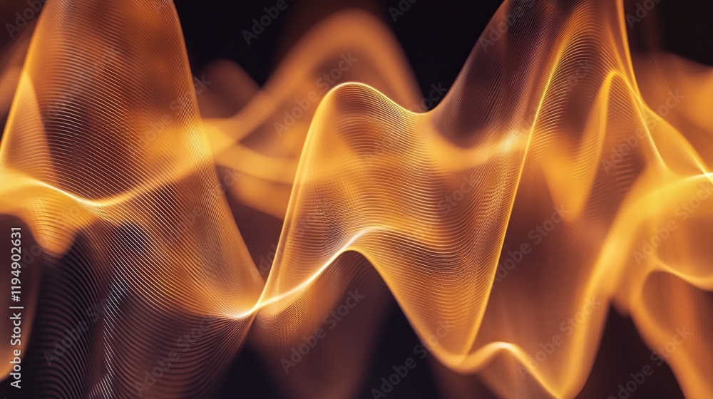 Aufkleber Gentle curves and flowing lines create a mesmerizing pattern of dynamic waveforms illuminated in soft hues, merging art and tranquility in a tranquil twilight ambiance