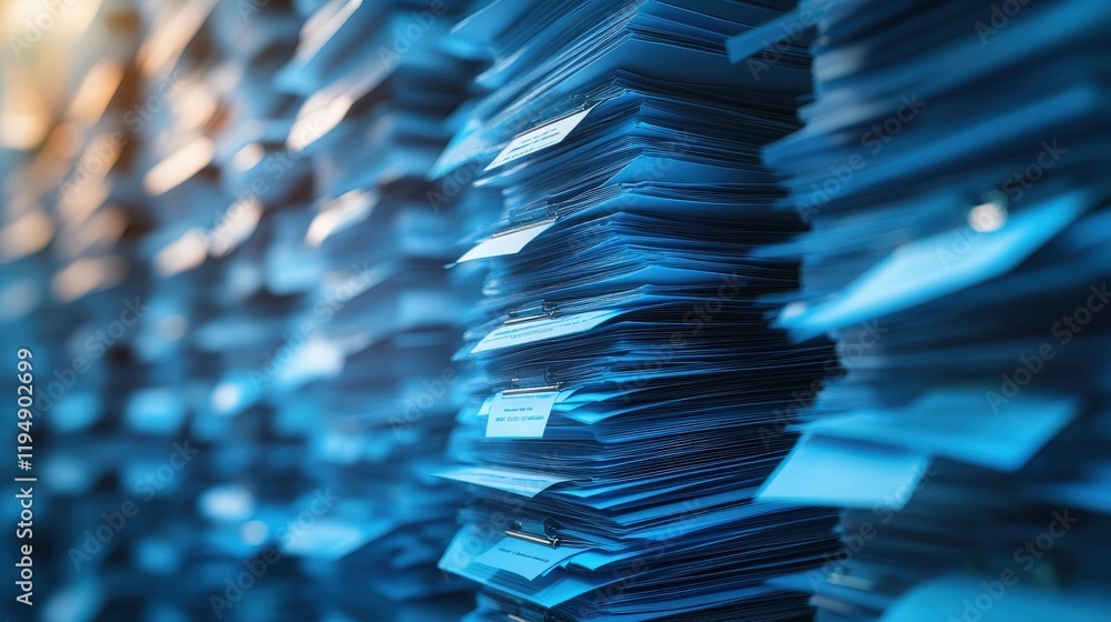Poster digital approval process for online ai document management and concept visualization with stacked pa