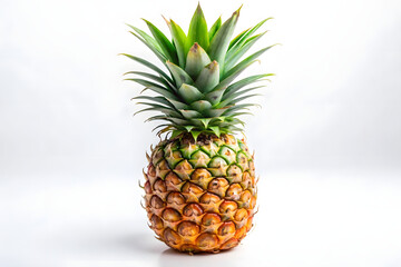 Fototapeta premium Close-up of a ripe pineapple against a white background.