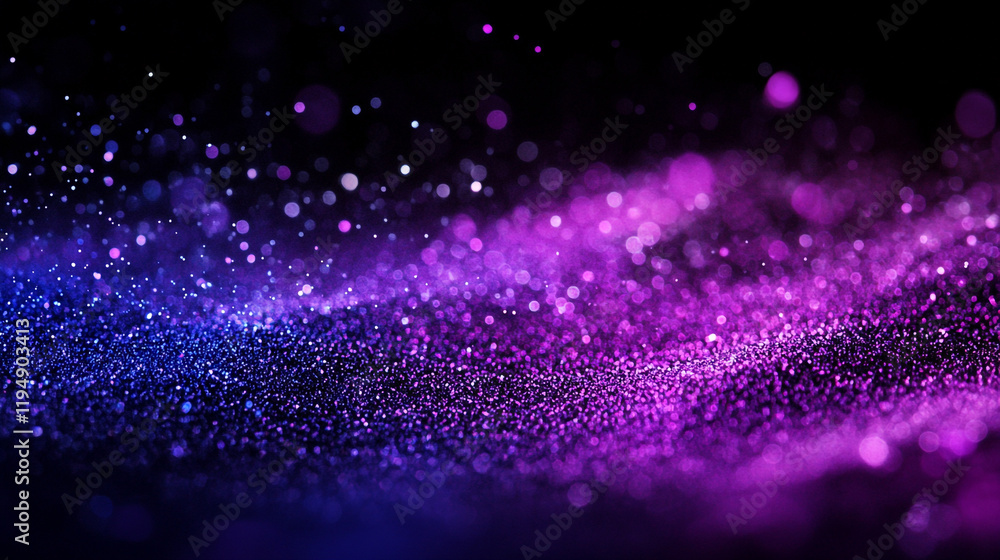 Poster colorful sparkling particles create a mesmerizing effect in a dark environment