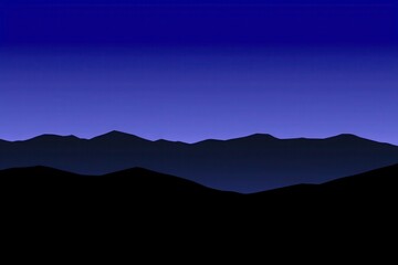 Obraz premium Mountain Range Gradient: Mountains in silhouette with a gradient sky from dark blue at the peak to a light blue at the base