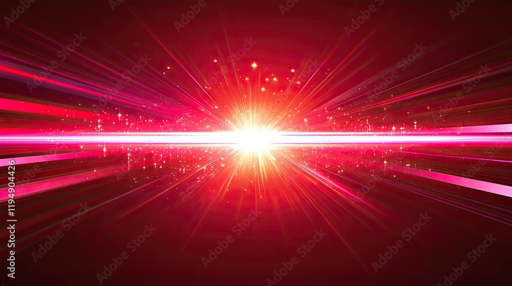 Poster a bold red backdrop with sparkling bokeh light effects and smooth gradient transitions.
