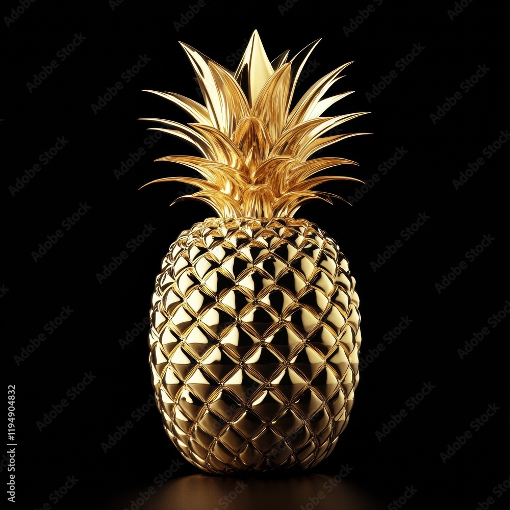 Aufkleber luxurious golden pineapple stands elegantly against a dark backdrop showcasing its intricate design 