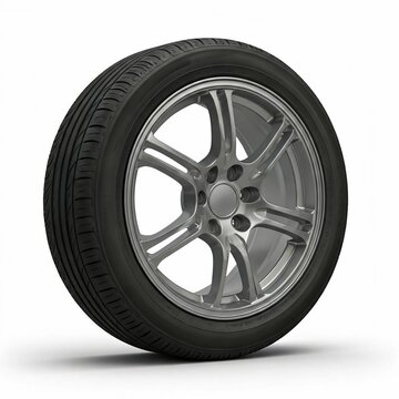 Wheel and tire of car and transport new lyre rym white backgrouund.