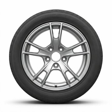 Wheel and tire of car and transport new lyre rym white backgrouund.