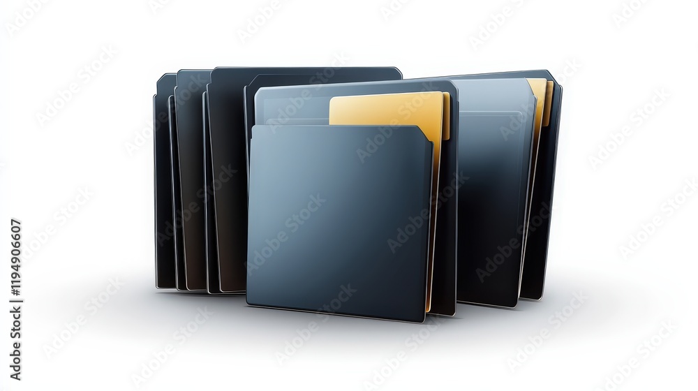 Poster isolated collection of opened and closed folder icons for digital file management and organization c