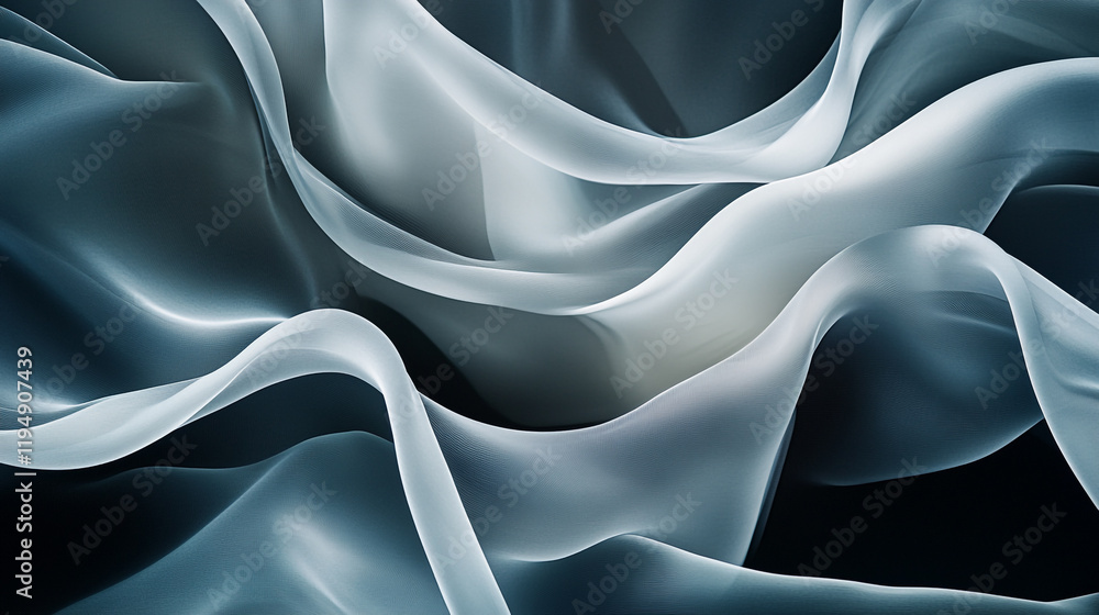 Poster softer textures create an ethereal effect in abstract fabric design with flowing layers