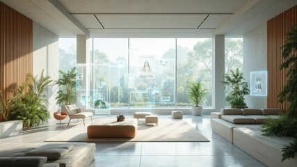 Fototapeta premium Redefining the Future of Living: How Artificial Intelligence Seamlessly Integrates with Minimalist Lifestyles and Eco-Living Concepts to Create Smart, Sustainable, and Highly Efficient Environments