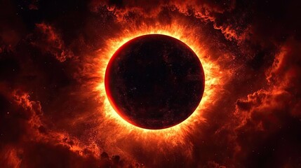 Naklejka premium A deep red glow radiating from the center, fading into the darkness around, creating an intense visual effect.