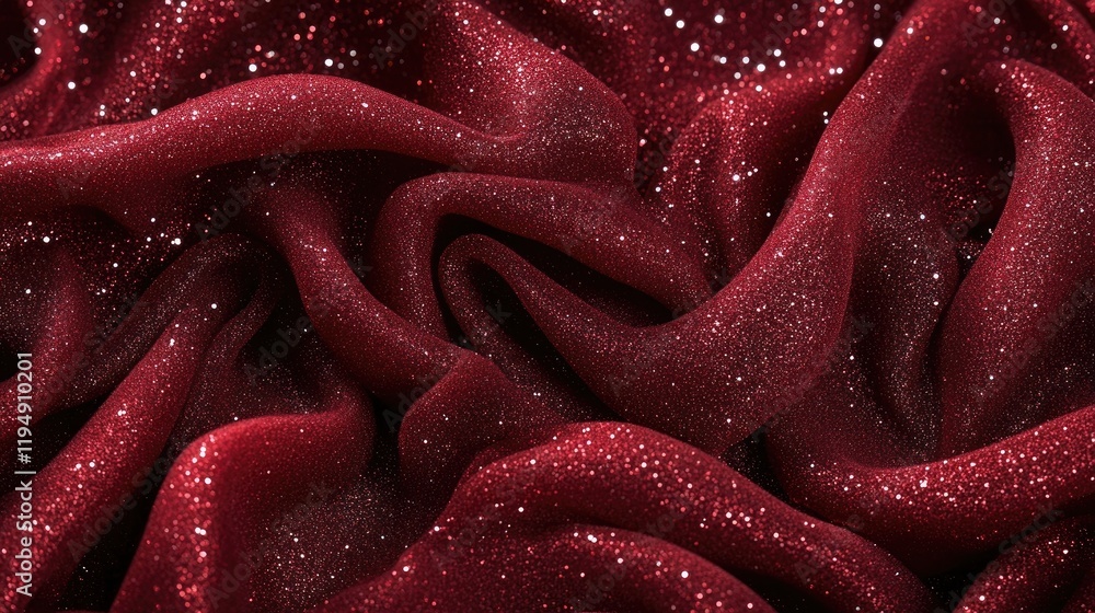 Poster a deep red gradient adorned with sparkling light reflections, adding a touch of glamour and festivit
