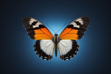 Obraz premium there is a butterfly that is sitting on a blue surface