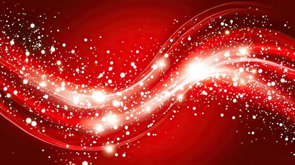 A dramatic red background with glittering particles and radiant light streaks, perfect for creating a festive vibe.